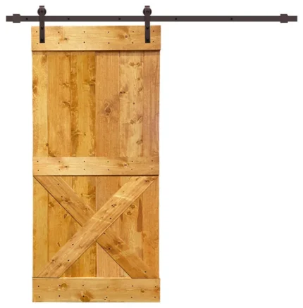 TMS Mini X Barn Door With Black Sliding Hardware Kit, Colonial Maple, 36"x84"