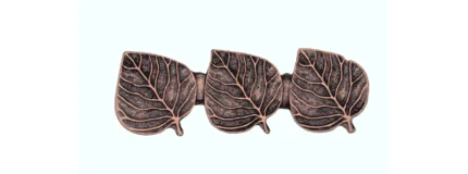 Triple Aspen Leaf Cabinet Pull, Copper