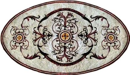 Turkish Art Oval Mosaic, Ela, 36"x61"