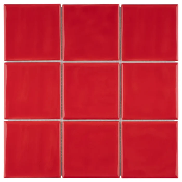 Twist Square Ceramic Wall Tile, Red Cherry, Sample - Image 1