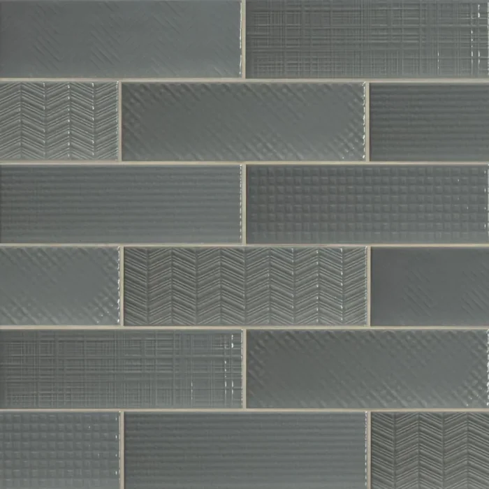 Urbano Graphite 3D Mix 4x12 Glossy Ceramic Subway Tile, Sample - Image 1