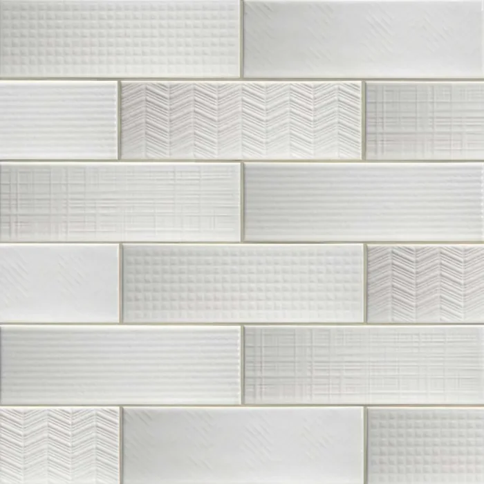 Urbano Pure 3D Mix 4x12 Glossy Ceramic Subway Tile, Sample - Image 1