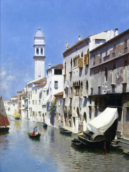 Venetian Canal R. Santoro Water Venice Tile Mural Backsplash Art, 6"x8", Glossy