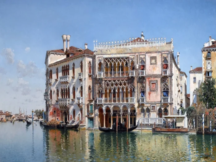 Venice F. Campo Water Boats Tile Mural Art Bathroom Backsplash, 6"x8", Matte - Image 1