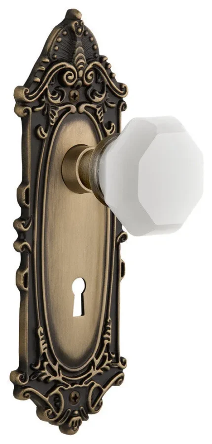 Victorian Plate with Keyhole Passage Waldorf White Milk Glass Knob