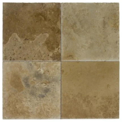 Volcano Travertine Tile, 16"x16"x.5", Brushed and Chiseled, Sample