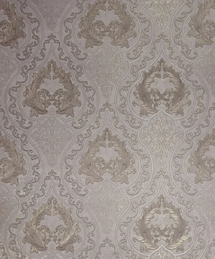 Wallpaper Damask dust pink rose Gold Metallic textured 3D, 8.5" X 11" Sample - Image 1