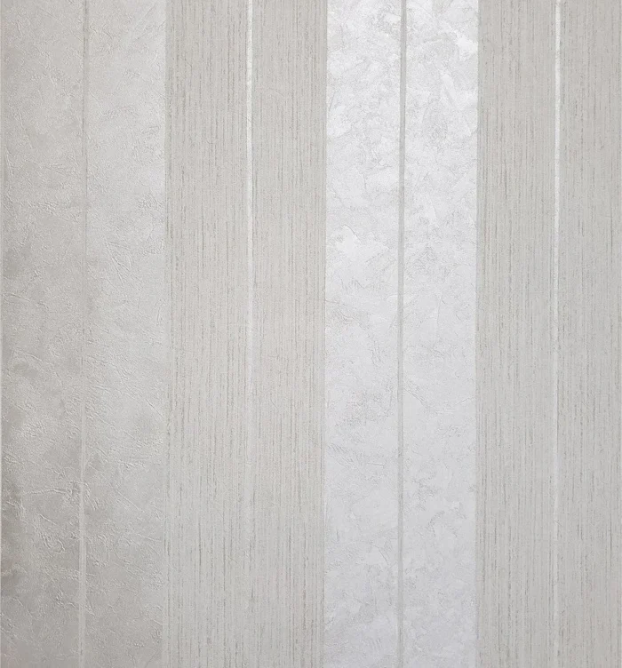 Wallpaper Silver Cream metallic Striped Textured modern 3D, 21 Inc X 33 Ft Roll - Image 1
