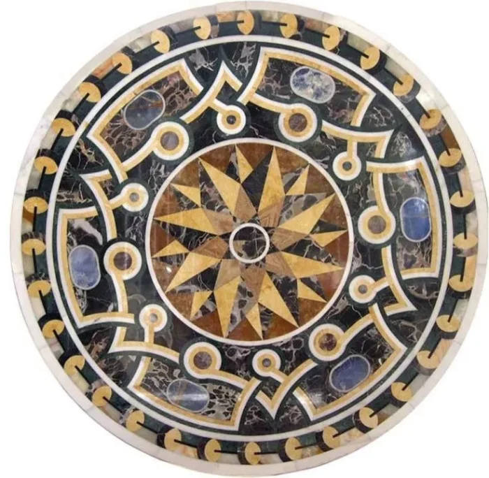 Waterjet Marble Art Piece Medallion Inlay, Galileo Mosaic 48"x48" - Image 1