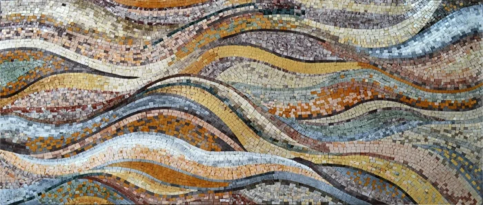 Waves With Autumn Colors Marble Mosaic, 41"x102" - Image 1