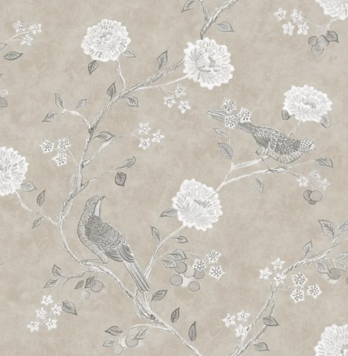 Wellesley Taupe Chinoiserie Wallpaper Bolt - Image 1