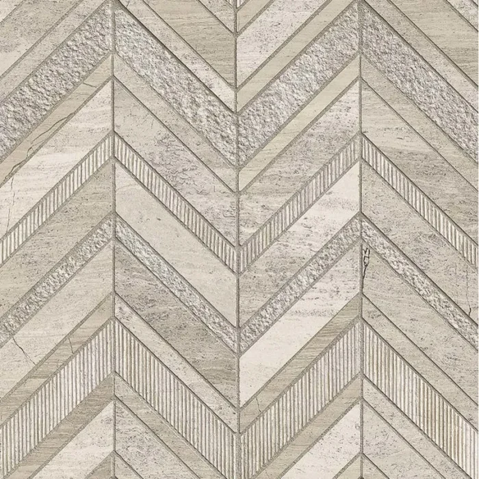 White Quarry Chevron 12x12 Pattern Marble Mosaic, Sample - Image 1