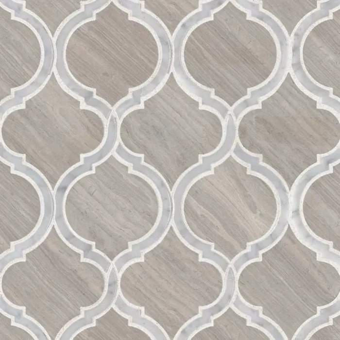 White Quarry Savona Polished Geometric Pattern Mosaic, Sample - Image 1