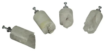 White Quartz Crystal Core Drawer Handle Cabinet Pull Furniture Decor Set of 4 X