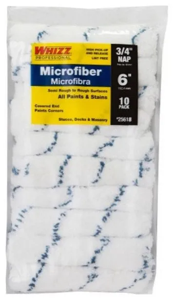 Whizz 25618 Microfiber Mini Roller, 6" x 3/4", 10/Pack