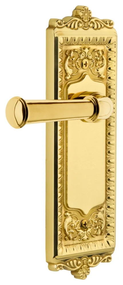 Windsor Plate Privacy with Georgetown Lever in Polished Brass