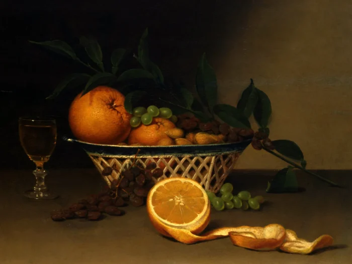 Wine Apple Raisins Cake R. Peale Tile Mural Wall Backsplash Art, 6"x8", Matte - Image 1