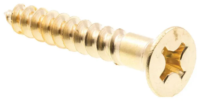 Wood Screws, Flat Head, Phillips Drive #12 X 1-1/2in Solid Brass 25PK - Image 1