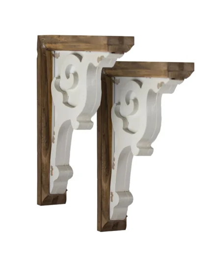 Wooden Corbel Shelf Brackets, Set of 2