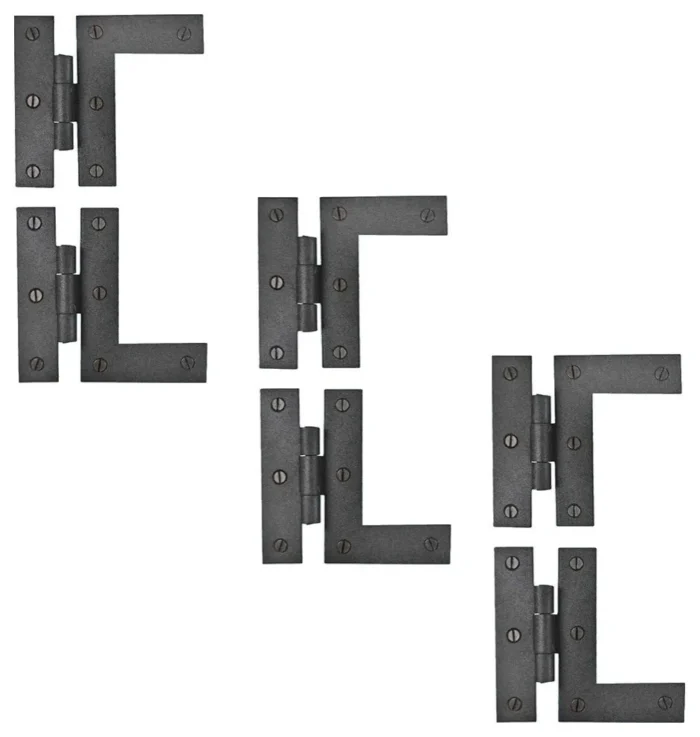 Wrought Iron Cabinet Hinges - Black - Left and Right - Colonial Style Pack of 3 - Image 1