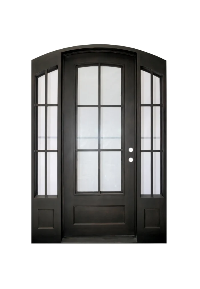 Wrought Iron Front Door, 99.5"x64.5", Matt Black - Image 1