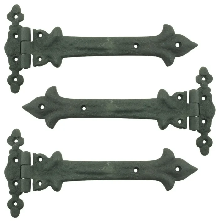 Wrought Iron Strap Hinge 9 Inch Southern Charm Rust Resistant Barn Pack of 3 - Image 1