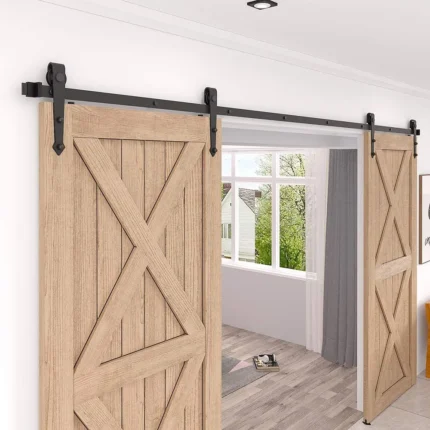 ZEKOO Arrow Shape Sliding Barn Door Hardware Kit for Double Door, 4'